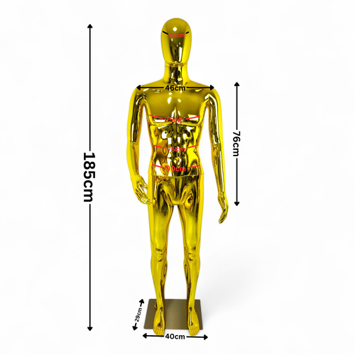 Male Faceless Glossy Gold Display Egg Head Mannequin – Luxury Retail Showcase