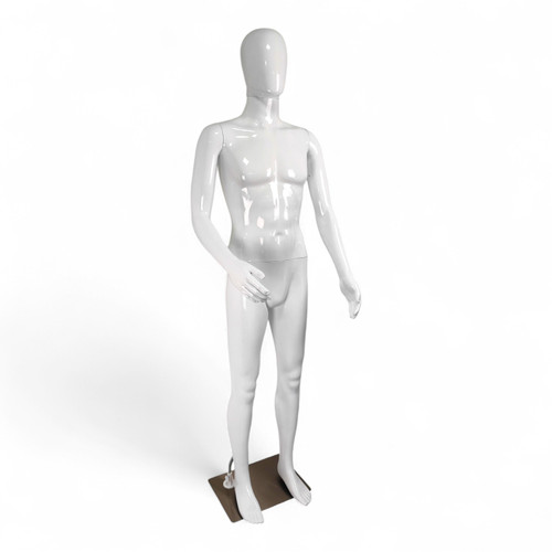 Male Faceless Glossy White Display Egg Head Mannequin – Luxury Retail Showcase