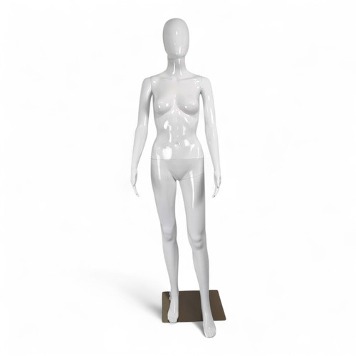 Female Faceless Display Egg Head Mannequin –Glossy White Sleek Retail Showcase