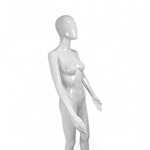 Female Faceless Display Egg Head Mannequin –Glossy White Sleek Retail Showcase
