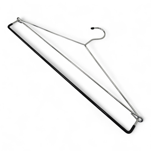 Heavy Duty Chrome Plated Adjustable Blanket Hanger with Black Non-Slip Coating, close product view on a white background, brightly lit product image