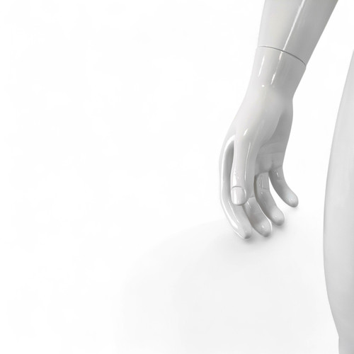 Headless Male Fiberglass Mannequin Glossy White Finish with Glass Stand 166cm