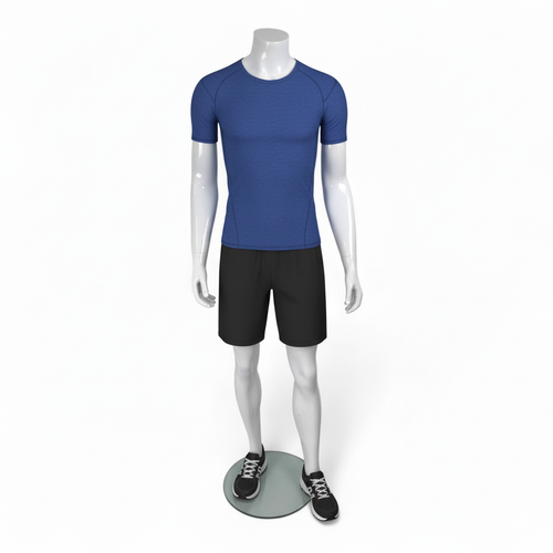 Headless Male Fiberglass Mannequin Glossy White Finish with Glass Stand 166cm