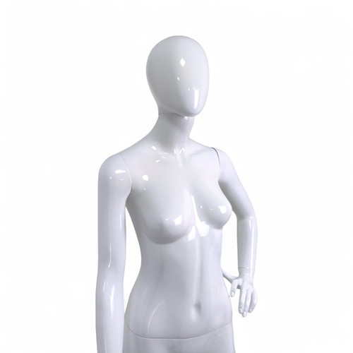White Glossy Female Faceless Display Egg Head Mannequin – Sleek Retail Showcase