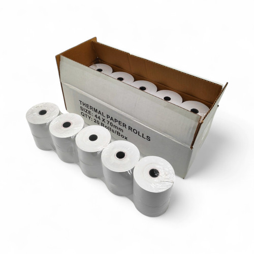 44 x 70 mm Premium Thermal Till Receipt Rolls for POS, Cash Register & EPOS, product shown on a white background