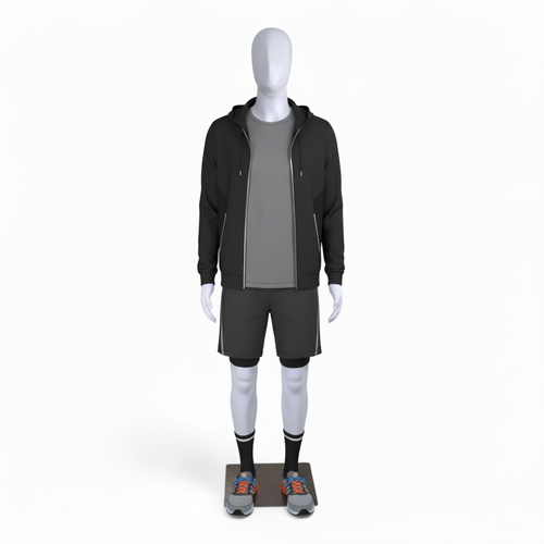 Male Mannequin Matt White Plastic Display with Rotating Head and Metal Stand