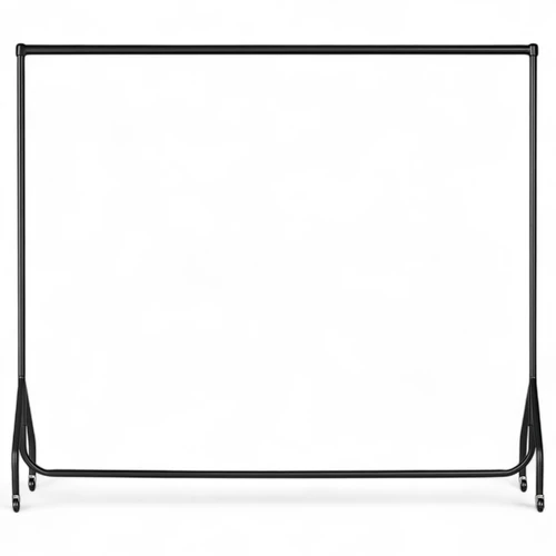 Black heavy-duty clothes rail with a rectangular frame and wheeled base