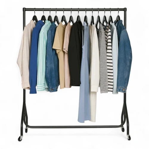 Black Heavy-Duty Clothes Rail, close product view on a white background, balanced, centred square layout