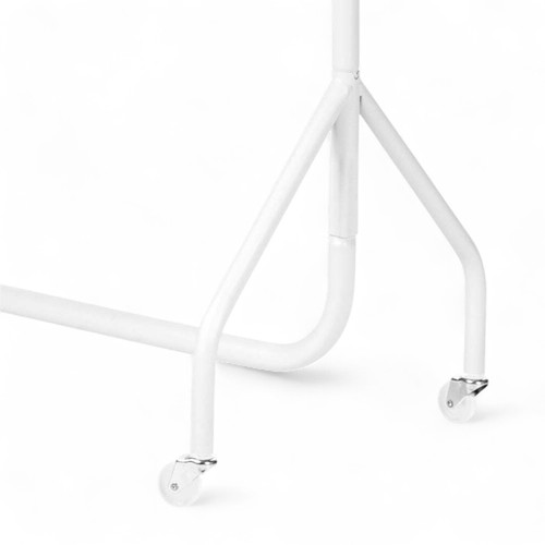 White Heavy-Duty Clothes Rail – 150 kg Load Steel Garment Rack with Wheels