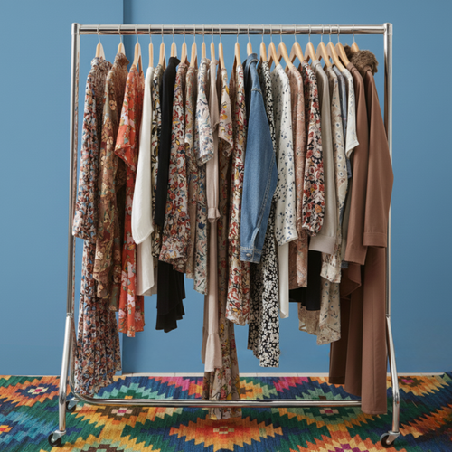 Chrome Heavy-Duty Clothes Rail –150 kg UDL 32 mm Steel Garment Rack with Wheels