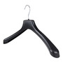 Black Plastic Jacket Hanger 44cm Wide Shoulder, close product view against a light background