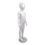 Child’s Fiberglass Egg Head Display Mannequin 116cm Gloss White with Glass Stand, full-height product view on a white background, gallery image 10 of 17