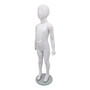 Child’s Fiberglass Egg Head Display Mannequin 116cm Gloss White with Glass Stand, full-height product view on a white background, gallery image 15 of 17