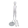 Child’s Fiberglass Egg Head Display Mannequin 116cm Gloss White with Glass Stand, full-height product view on a white background, gallery image 11 of 17