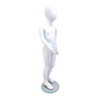 White Child’s Fiberglass Egg Head Display Mannequin 116cm Gloss with Glass Stand, open, centred square layout