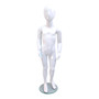 White Child’s Fiberglass Egg Head Display Mannequin 116cm Gloss with Glass Stand, gallery image 13 of 17