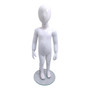 Child’s White Fiberglass Egg Head Display Mannequin 86cm Gloss with Glass Stand, full-height product view on a white background, gallery image 13 of 15