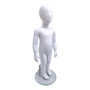 Child’s White Fiberglass Egg Head Display Mannequin 86cm Gloss with Glass Stand, full-height product view on a white background, gallery image 14 of 15