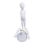 Child’s White Fiberglass Egg Head Display Mannequin 86cm Gloss with Glass Stand, full-height product view on a white background, gallery image 9 of 15