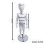 Child’s White Fiberglass Egg Head Display Mannequin 86cm Gloss with Glass Stand, full-height product view against a light background