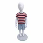 Child’s White Fiberglass Egg Head Display Mannequin 86cm Gloss with Glass Stand, full-height product view on a white background, gallery image 7 of 15