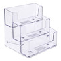 Clear Acrylic 3-Tier Business Card Holder, close product view on a white background, brightly lit product image