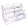 Clear Plastic 8-Pocket 4-Tier Landscape Business Card Holder, close product view on a white background, gallery image 5 of 6