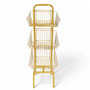 3 Tier Golden Wire Basket Stand–Freestanding Display Rack for Bread,Snacks & More