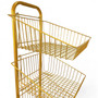 3 Tier Golden Wire Basket Stand–Freestanding Display Rack for Bread,Snacks & More