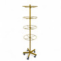 4 Tier Rotating Golden Metal Display Rack for Jewelry, Socks & Lingerie, full-height product view on a white background, brightly lit product image