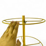 4 Tier Rotating Golden Metal Display Rack for Jewelry, Socks & Lingerie, product shown against a coloured background