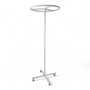 White Circular Clothes Rail Stand 360° Adjustable Height Retail Display Rack, full-height product view on a white background