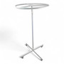 White Circular Clothes Rail Stand 360° Adjustable Height Retail Display Rack, close product view on a white background