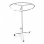White Circular Clothes Rail Stand 360° Adjustable Height Retail Display Rack, full-height product view on a white background, brightly lit product image