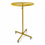 Golden Circular Clothes Rail Stand 360° Adjustable Height Retail Display Rack, full-height product view on a white background, balanced, centred square layout