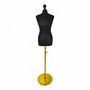 Female Display Bust Tailors Dummy–Adjustable Height, Black Torso with Gold Base