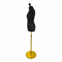 Female Display Bust Tailors Dummy–Adjustable Height, Black Torso with Gold Base