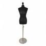 Female Display Bust Tailors Dummy–Adjustable Height,Black Torso with Chrome Base