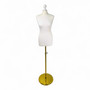 Female Display Bust Tailors Dummy –Adjustable Height, Cream Torso with Gold Base