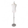 Male Display Bust Tailors Dummy –Adjustable Height, Cream Torso with Chrome Base