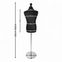 Male Display Bust Tailors Dummy –Adjustable Height, Cream Torso with Chrome Base