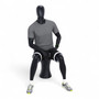 Male Seated Mannequin – Egg Head Black Finish – Durable Retail Display with Stool