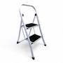 Heavy Duty Foldable 2 Step Steel Ladder with Non Slip Wide Treads 150kg Capacity