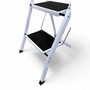 Heavy Duty Foldable 2 Step Steel Ladder with Non Slip Wide Treads 150kg Capacity