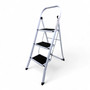 Heavy Duty Foldable 3 Step Steel Ladder with Non Slip Wide Treads 150kg Capacity, product shown on a white background