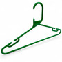 Green Heavy Duty 41.5cm Plastic Hangers with Trouser Bar and Shoulder Notches, close product view on a white background