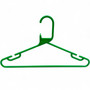 Green Heavy Duty 41.5cm Plastic Hangers with Trouser Bar and Shoulder Notches, product shown on a white background, balanced, centred square layout