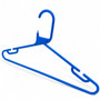 Blue Heavy Duty 41.5cm Plastic Hangers with Trouser Bar and Shoulder Notches, close product view against a coloured background, tight, centred square layout
