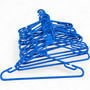 Blue Heavy Duty 41.5cm Plastic Hangers with Trouser Bar and Shoulder Notches, close product view on a white background, tight, centred square layout