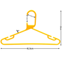 Yellow Heavy Duty 41.5cm Plastic Hangers with Trouser Bar and Shoulder Notches, dimension guide on a white background